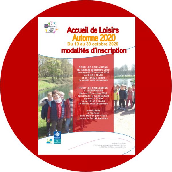 INSCRIPTIONS ACCUEIL DE LOISIRS AUTOMNE 2020
