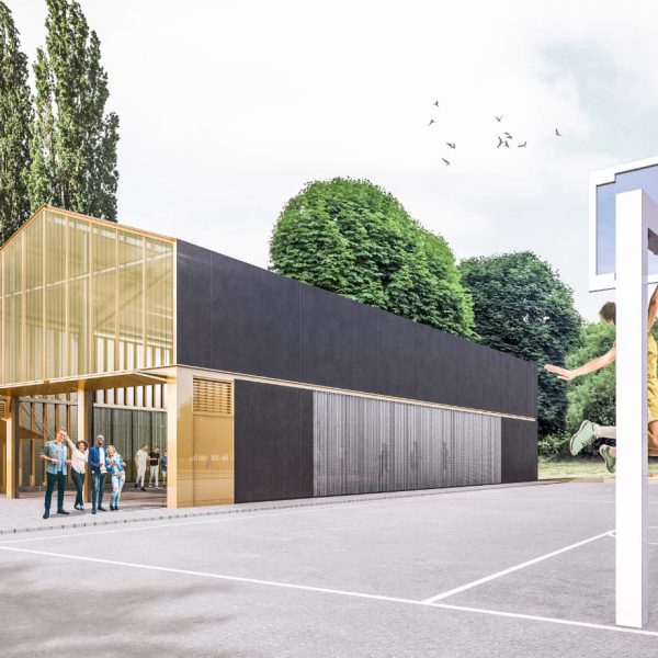 Pose de la 1ère pierre de la salle multi-activités