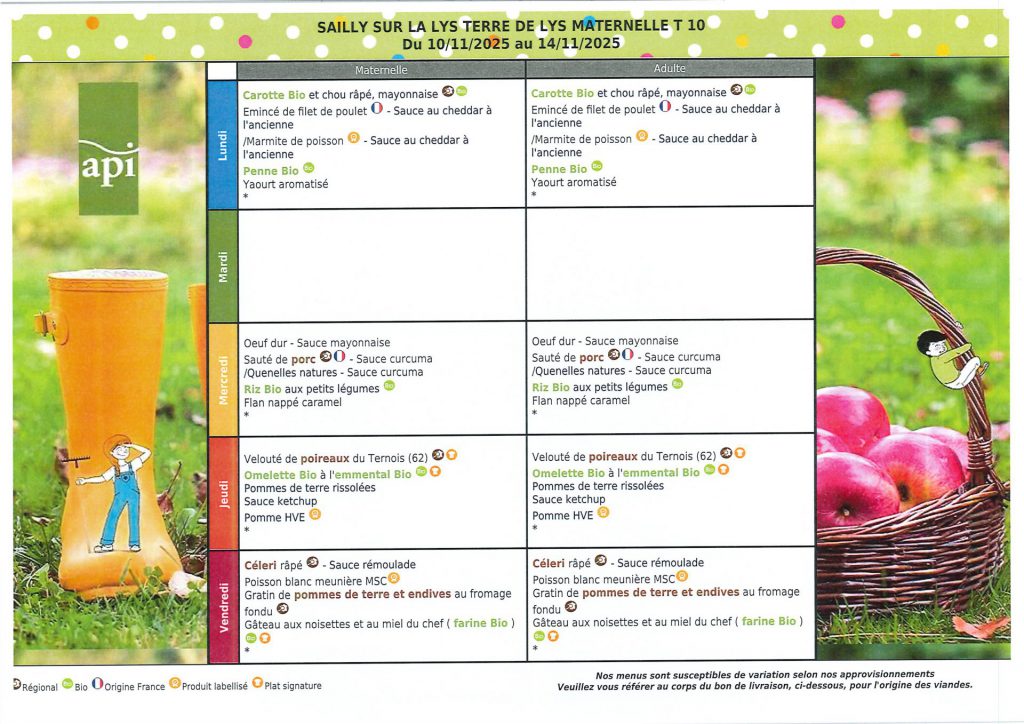 2025-11-10 - Menu cantine